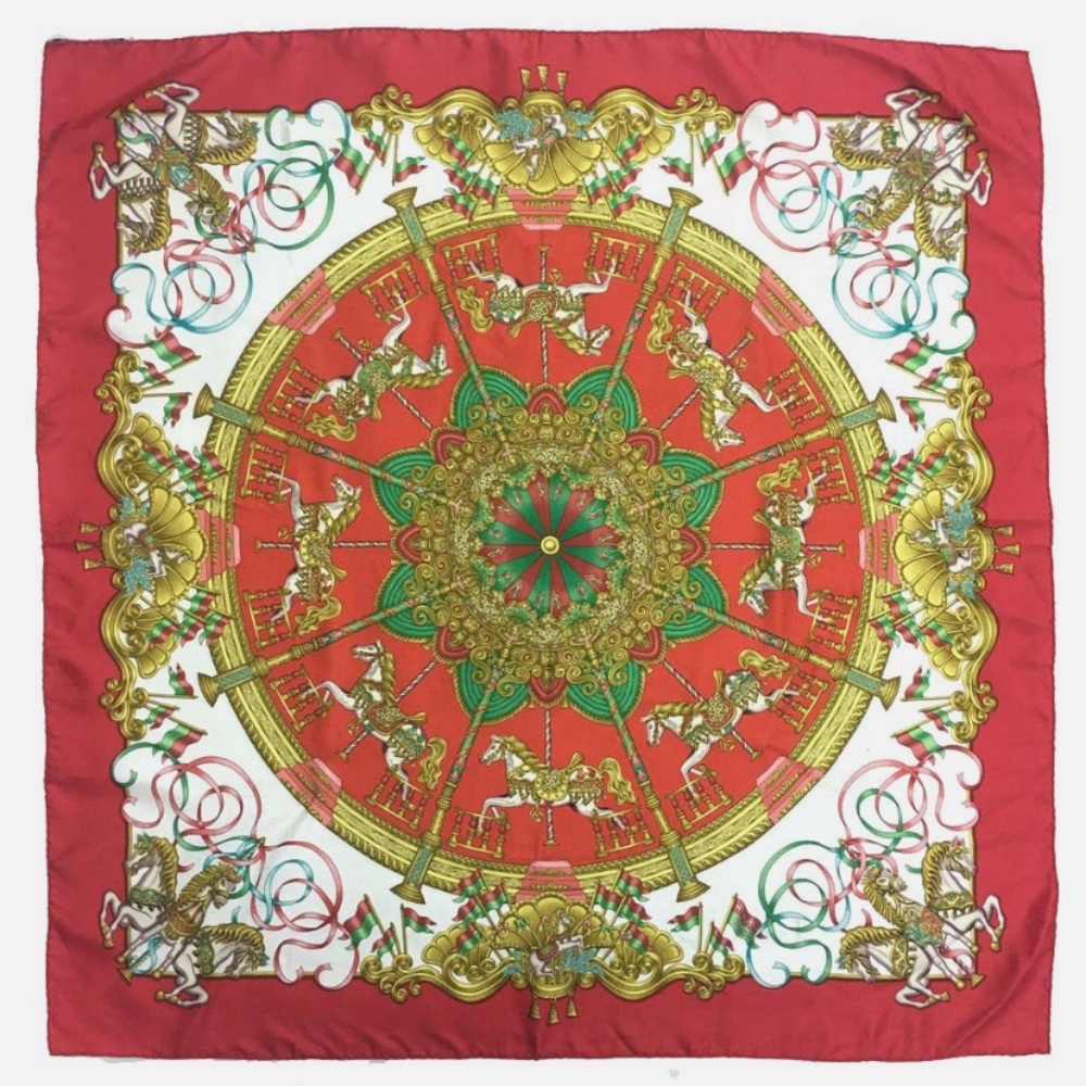 Hermes Luna Parc Park Carre 90 Silk Scarf